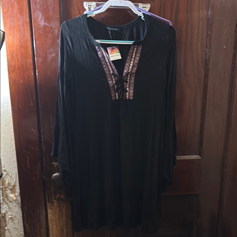 Black with Embroidered Neckline